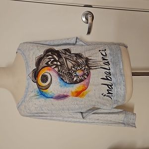 Blue flecked  dolman sleeve multicolored graphic tee Electro Threads XL